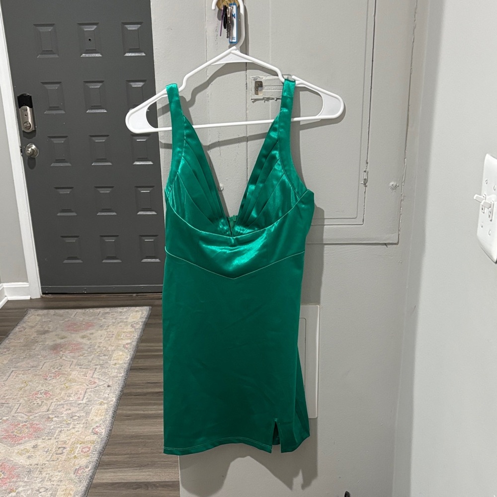 Green Satin Dress